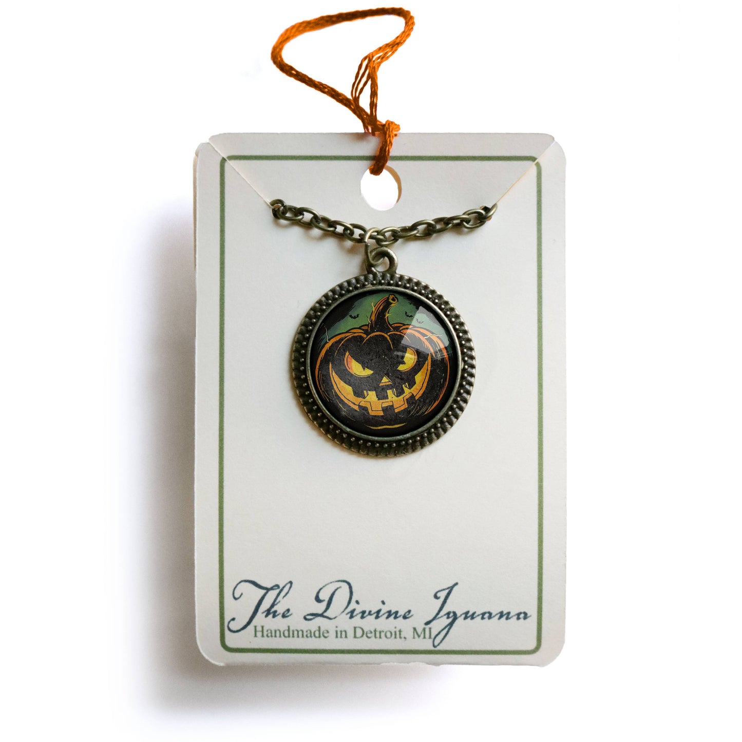Black Jack O Lantern Retro Halloween Necklace