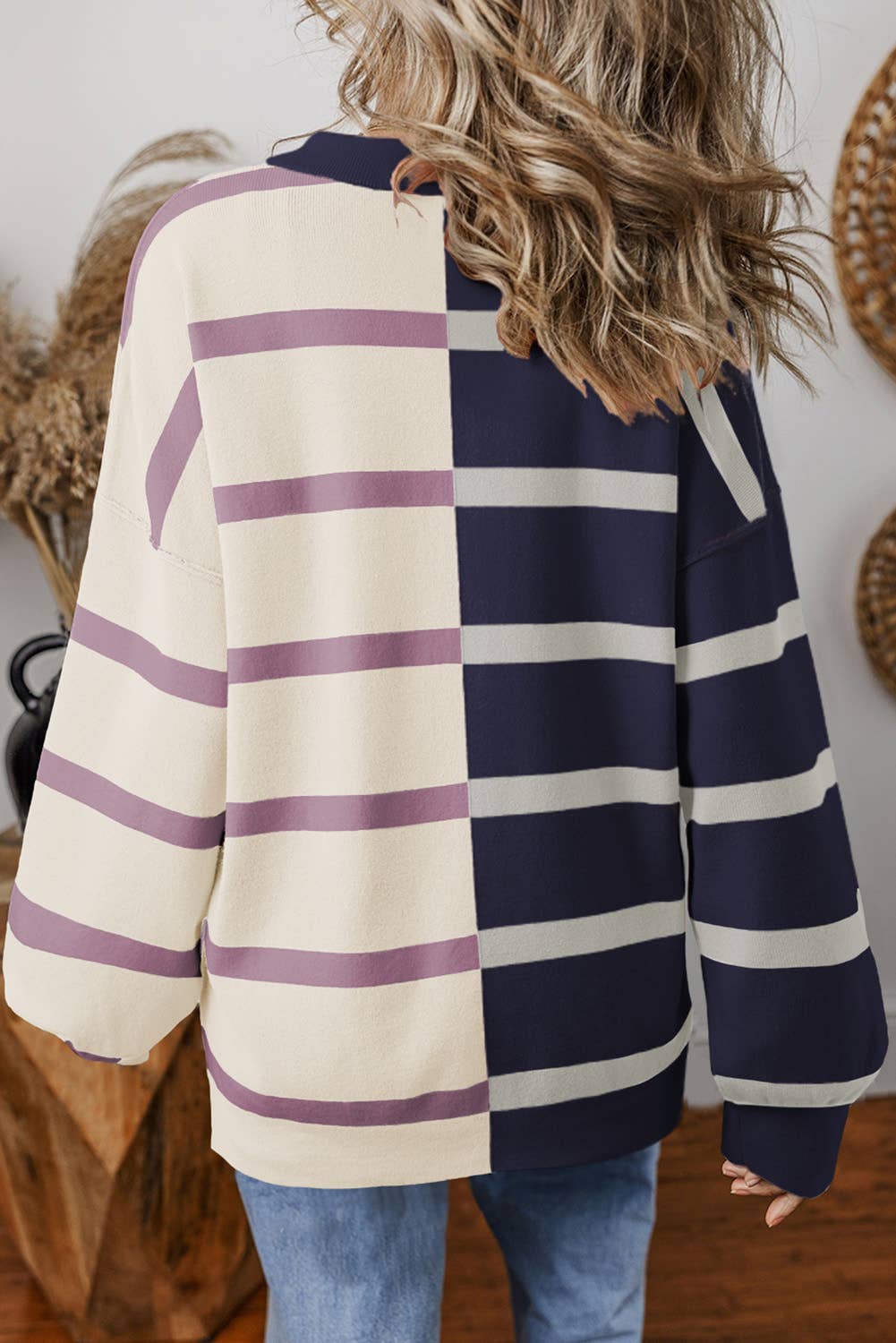 Stripe Colorblock Oversized Sweater | S-2XL