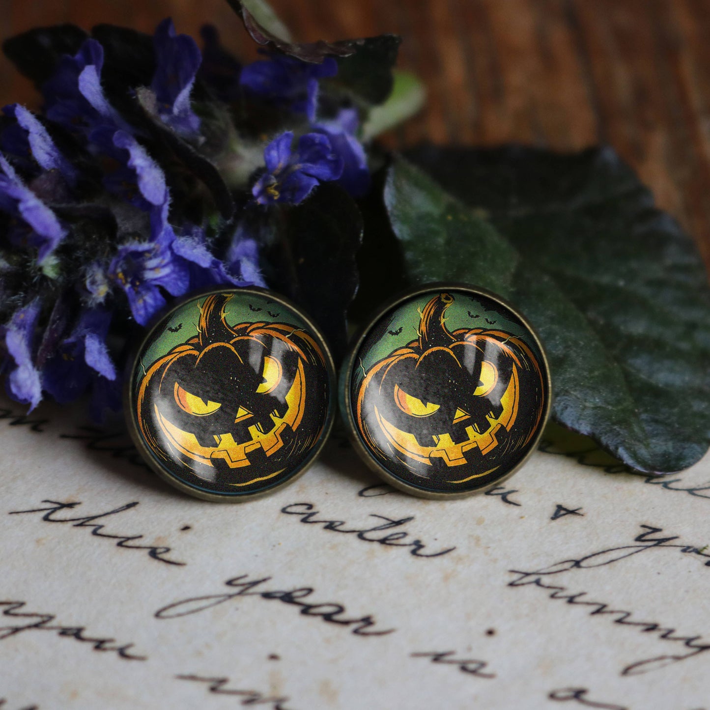 Black Jack O' Lantern Post Earrings