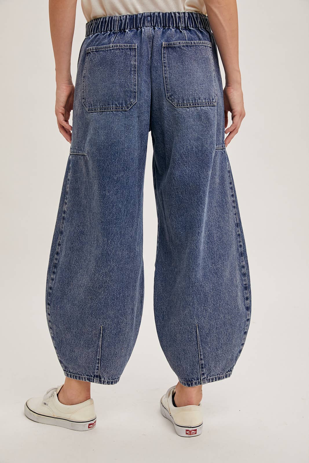 Bluivy DENIM MID-WAIST DRAWSTRINGS BARREL JEANS