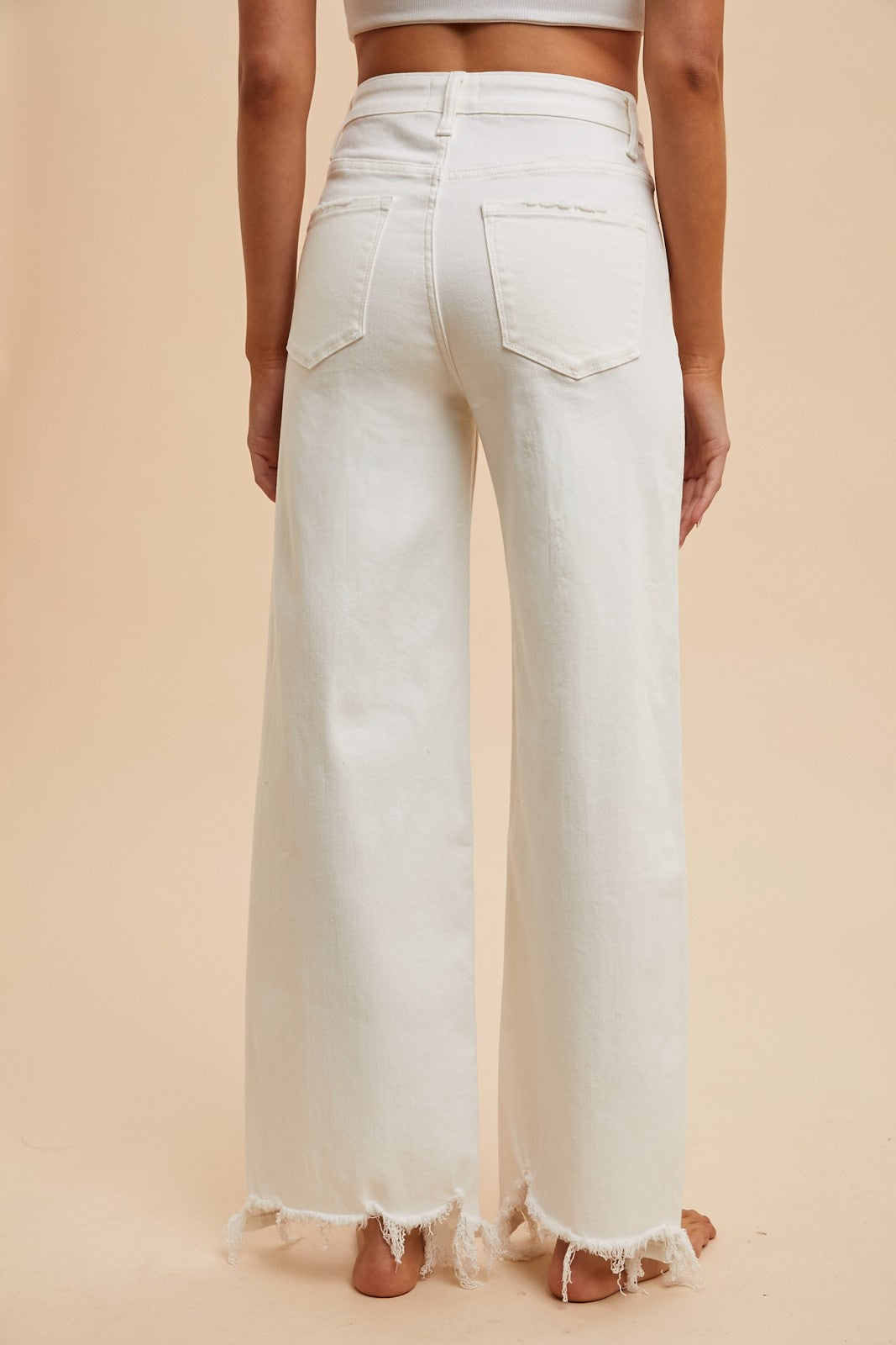 Anniewear White Asymmetrical Distressed denim