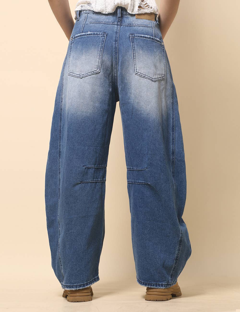 Paint Splatter Wide Leg Jeans Barrel Denim