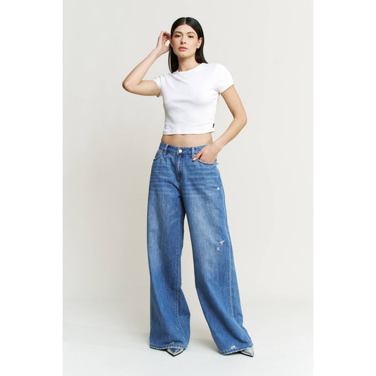 MICA LE BLEU HIGH RISE WIDE LEG JEANS
