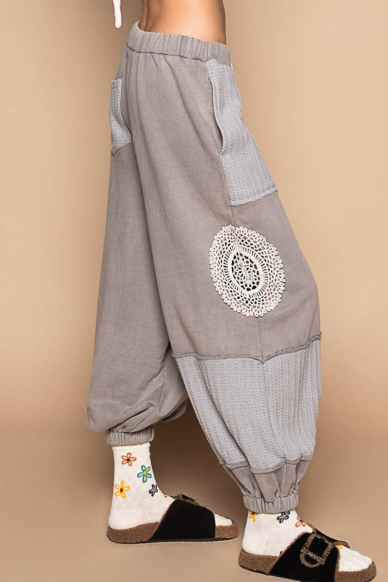 Tomato Soup  Cut and Sew mix trim detail pants