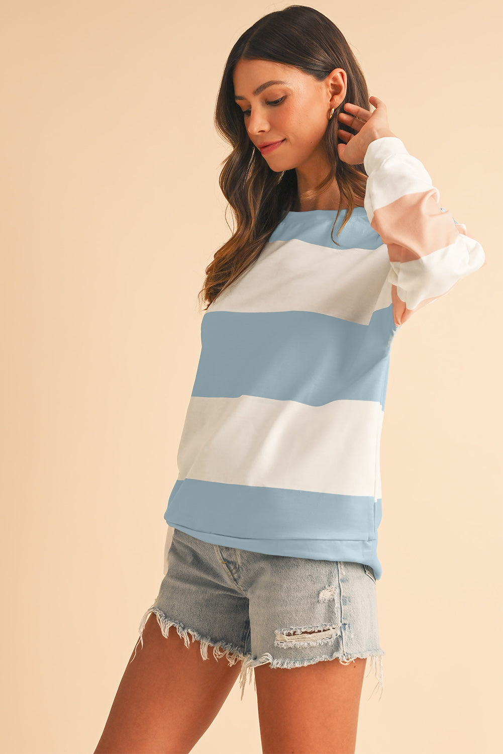 Rose Red Colorblock Drop Sleeve Top