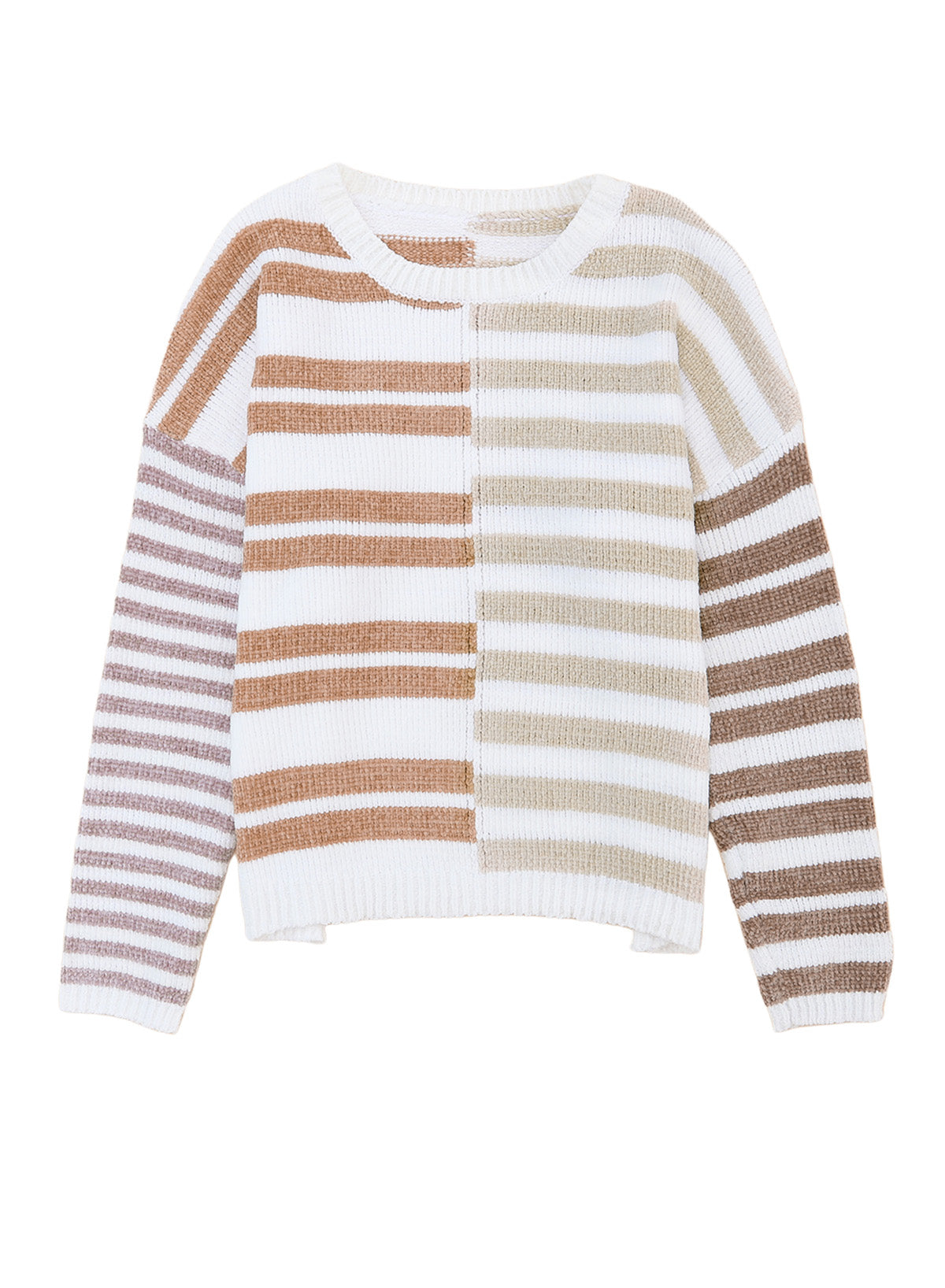 Color Block Drop Shoulder Pullover Striped Sweater