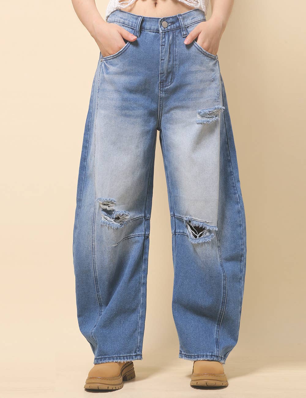 Paint Splatter Wide Leg Jeans Barrel Denim