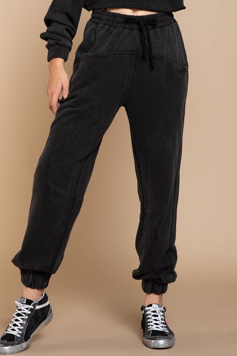 Solid drawstring front pockets jogger pants