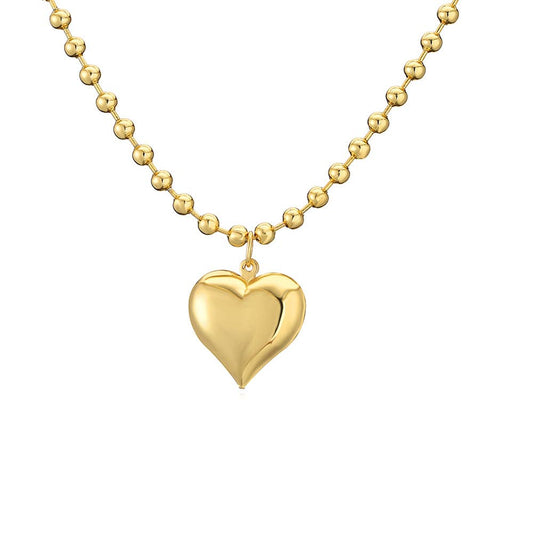 Savvy Heart Beaded Gold Necklace