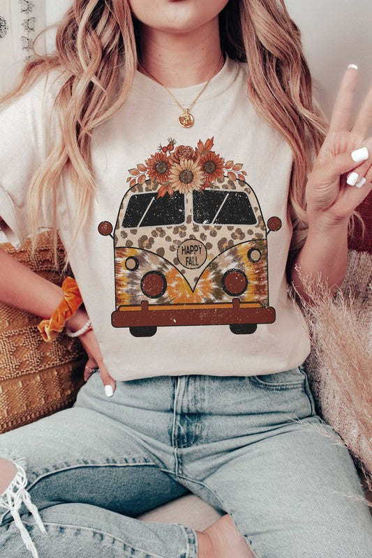 HAPPY FALL VINTAGE BUS GRAPHIC TEE