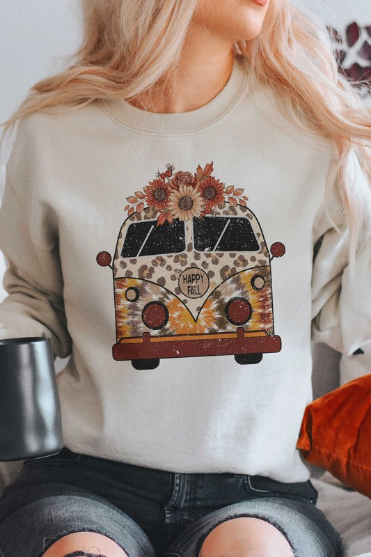 HAPPY FALL VINTAGE BUS GRAPHIC SWEATSHIRT