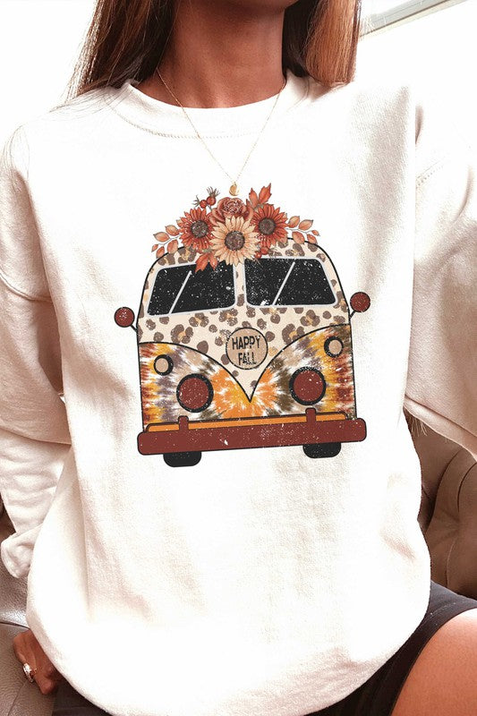 HAPPY FALL VINTAGE BUS GRAPHIC SWEATSHIRT