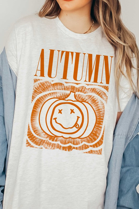 AUTUMN PUMPKIN HAPPY FACE GRAPHIC TEE