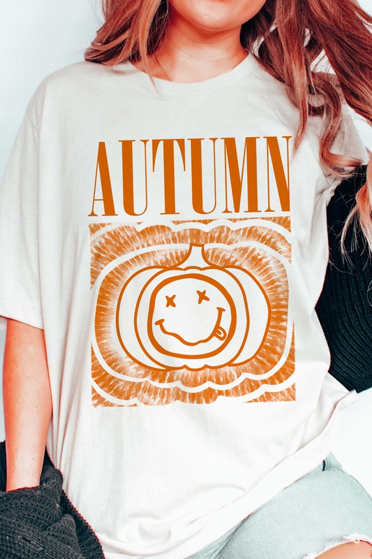 AUTUMN PUMPKIN HAPPY FACE GRAPHIC TEE