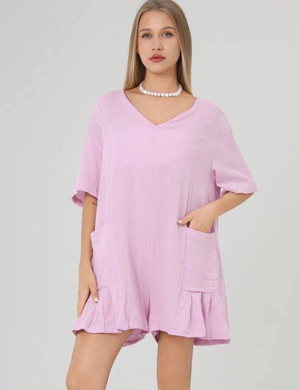 Gauze Sleeved Romper
