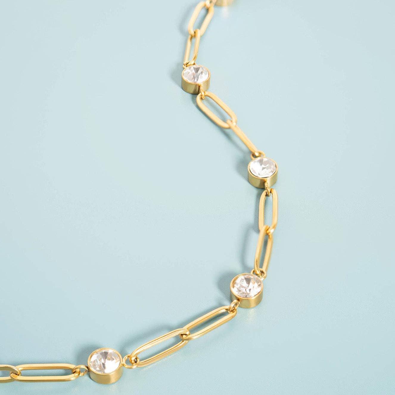 Stone Paperclip Chain Bracelet
