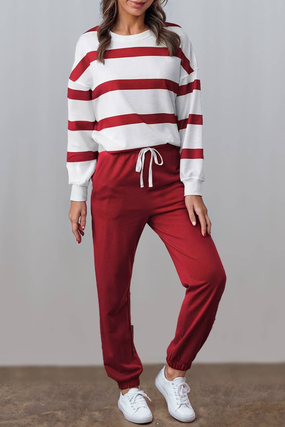 CAMPFIRE NIGHTS Cozy Striped Top & Jogger Pants Set