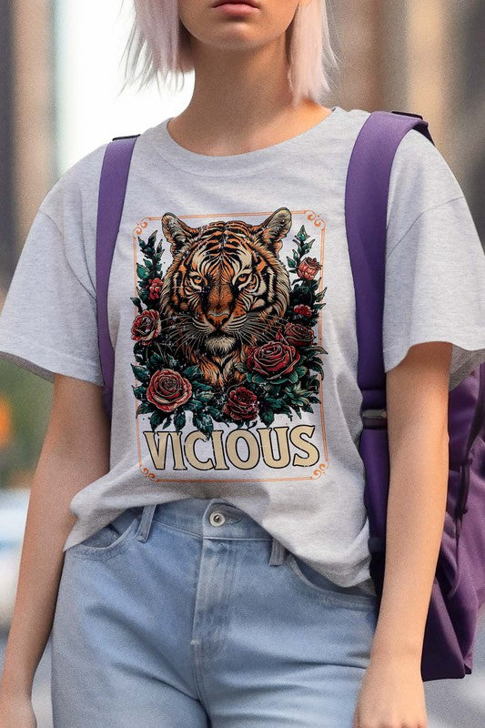 Vicious Tiger and Roses Vintage Graphic Tee