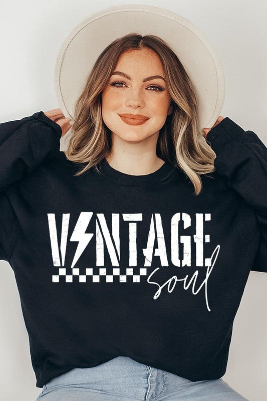 VINTAGE SOUL Oversized Graphic Fleece Sweatshirts