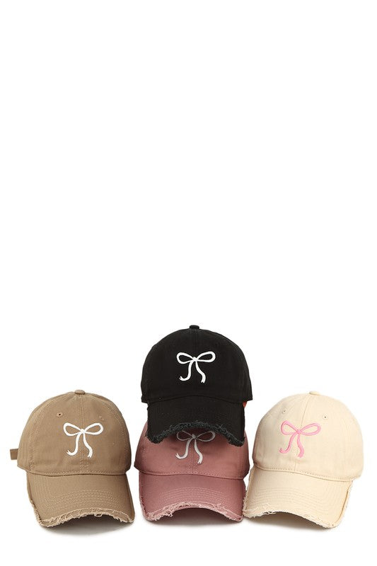 Ribbon Embroidered and Wash Baseball Cap