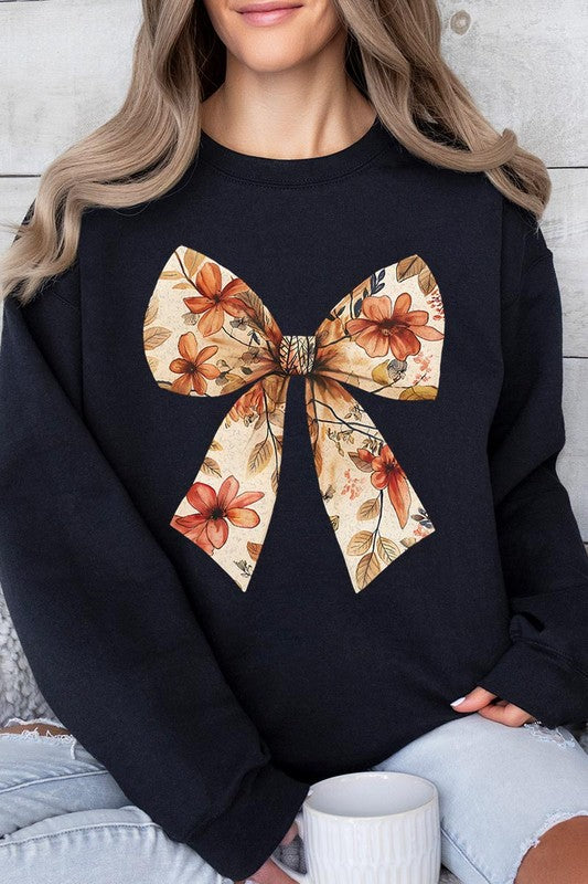 Autumn Bow Graphic Fleece Sweatshirts