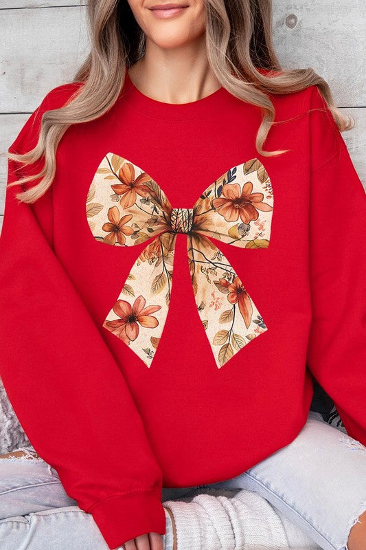 Autumn Bow Graphic Fleece Sweatshirts