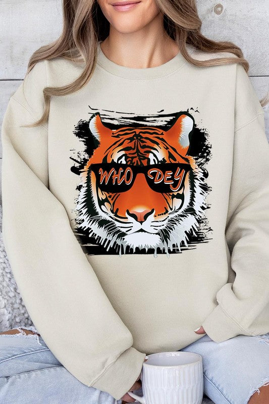 Who Dey Tiger Graphic Fleece Sweatshirts