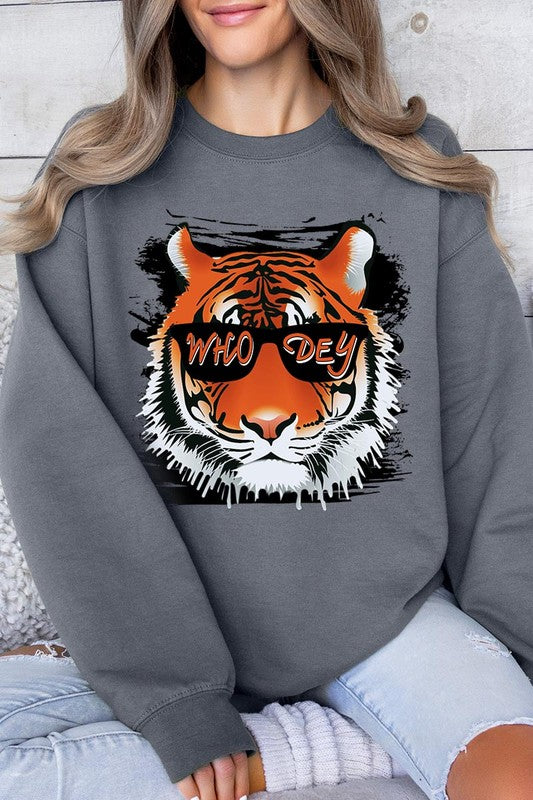 Who Dey Tiger Graphic Fleece Sweatshirts