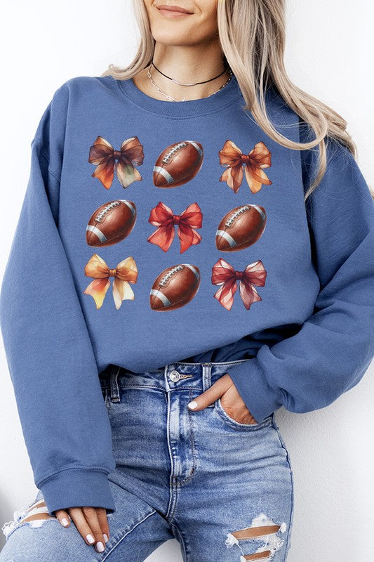 Gameday Football Fall Bows Graphic Sweatshirt