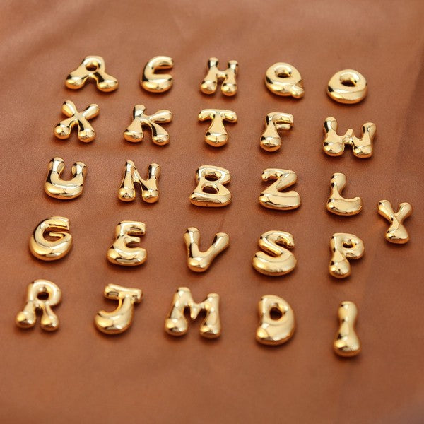 Bubbly Gold Letter Initial Alphabet Necklace