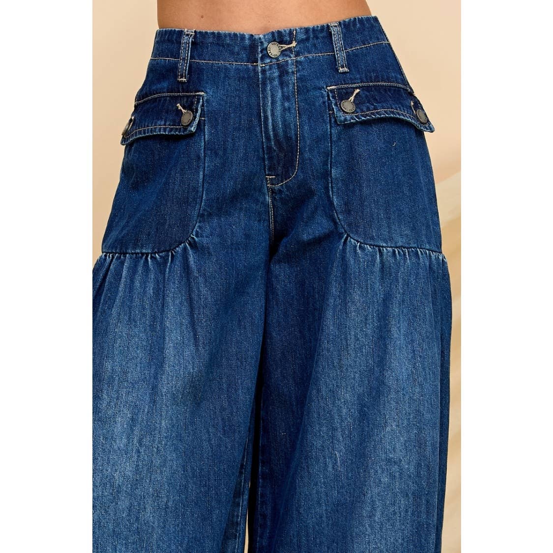 Oh My Genie Ankle Drawstring Wide Denim Pants