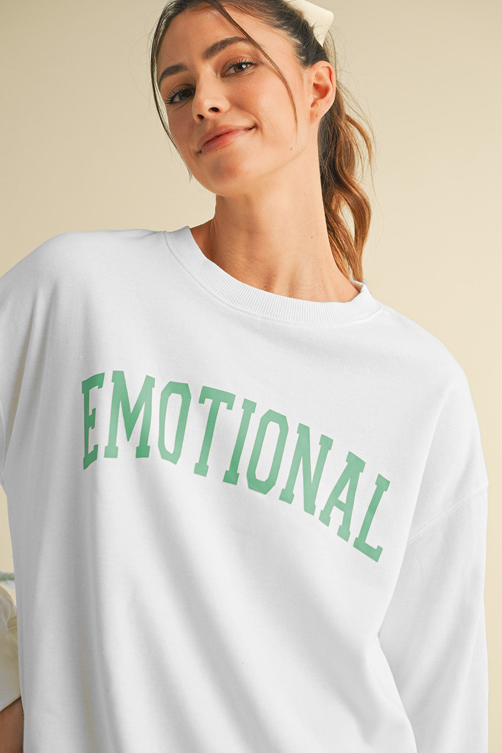 EMOTIONAL (And That's Okay) Beige Graphic Sweatshirt