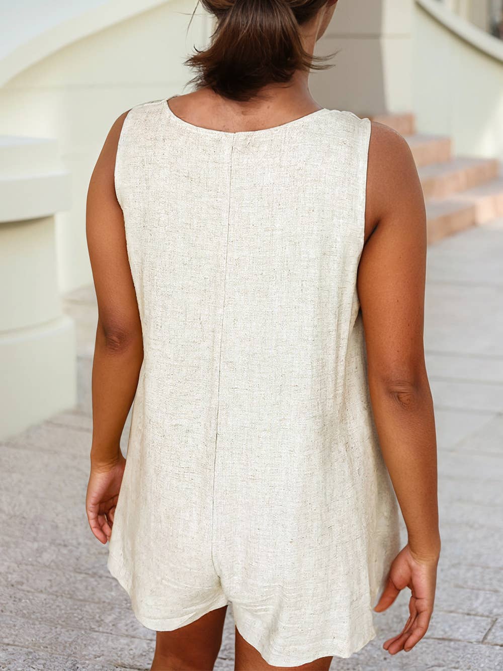 Buttoned Front Chest Pocket Romper
