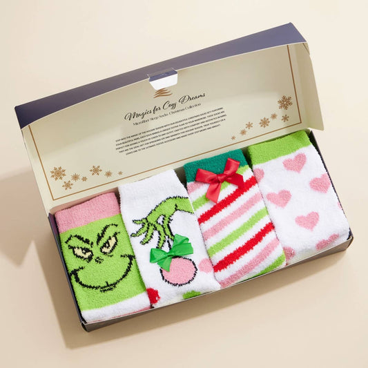 Christmas Fuzzy Socks Assorted Pack of 4 Grinch