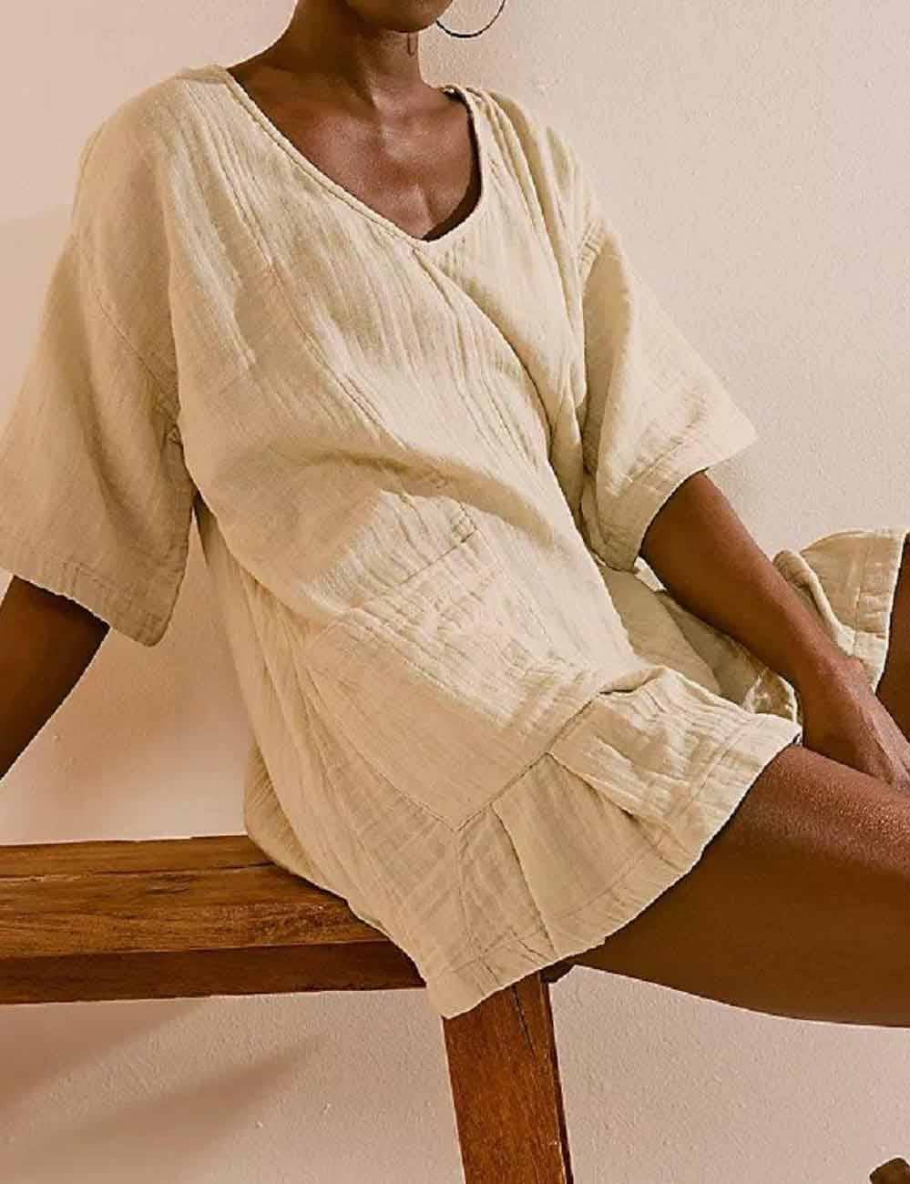 Gauze Sleeved Romper