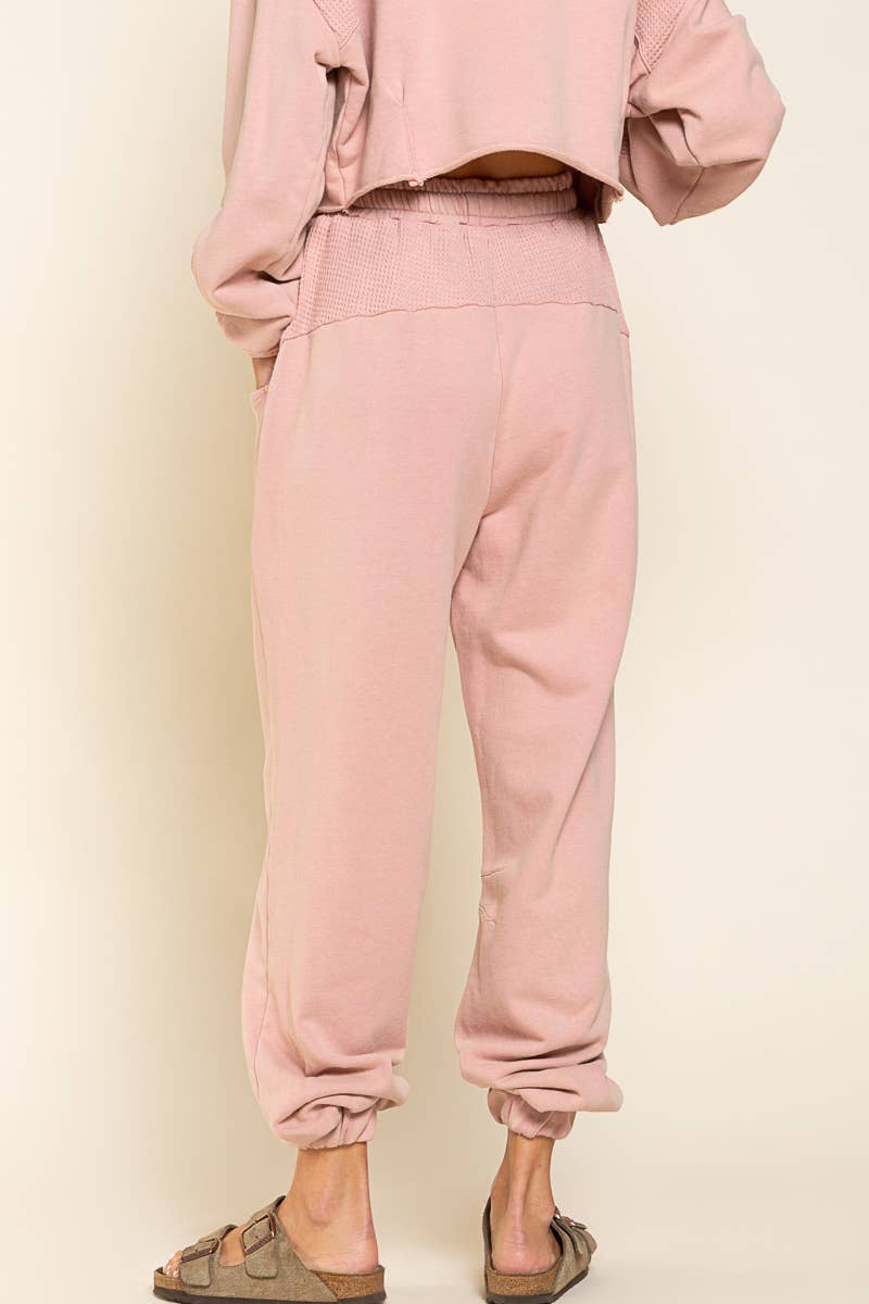 Solid drawstring front pockets jogger pants