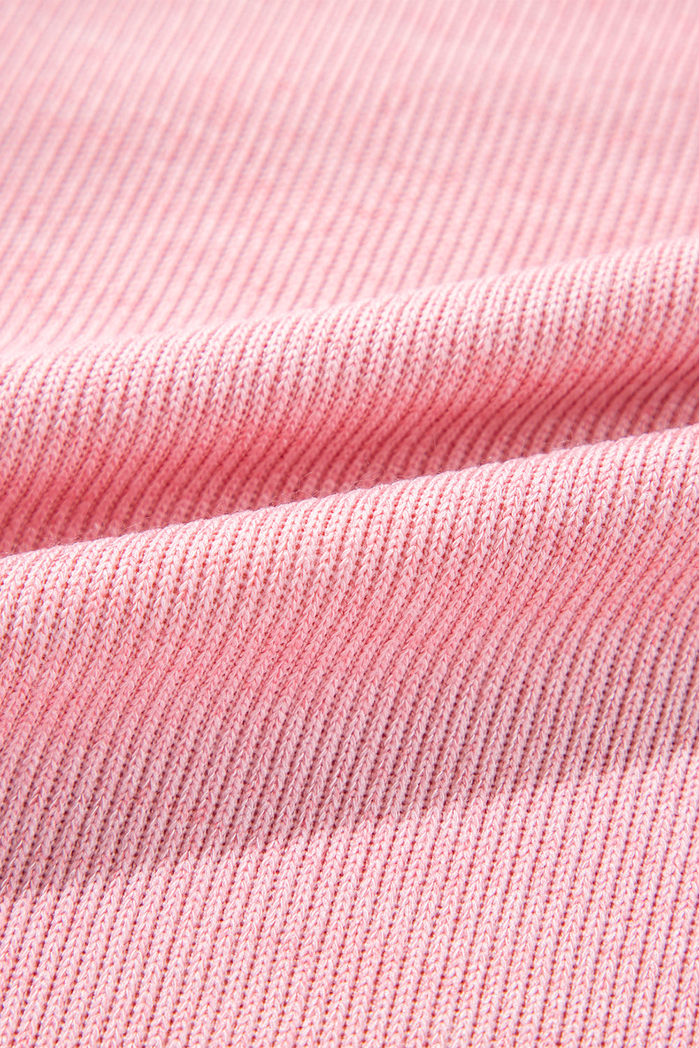 Pink Chest Pocket Ribbed Collared Henley Top