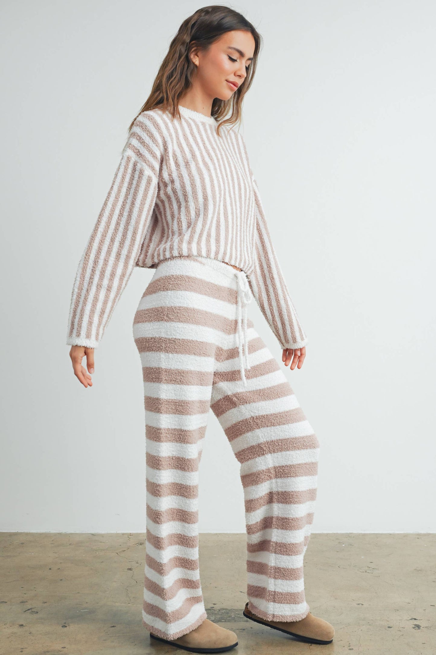 COZY STRIPED DRAWSTRING PANTS