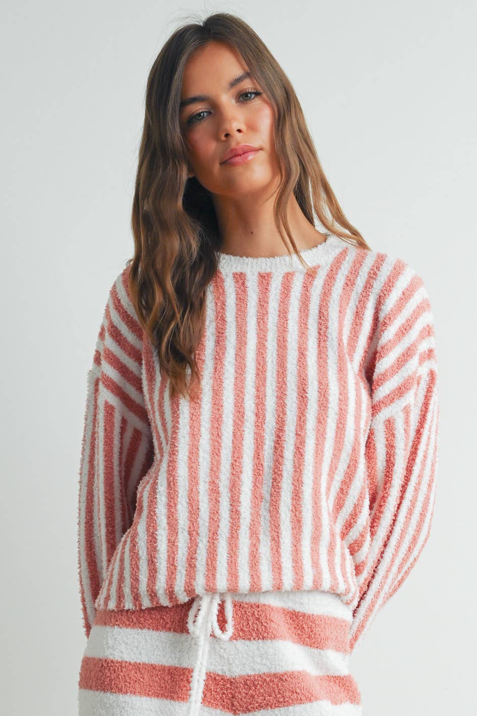 COZY STRIPED ROUND NECK SWEATER - BMW7492
