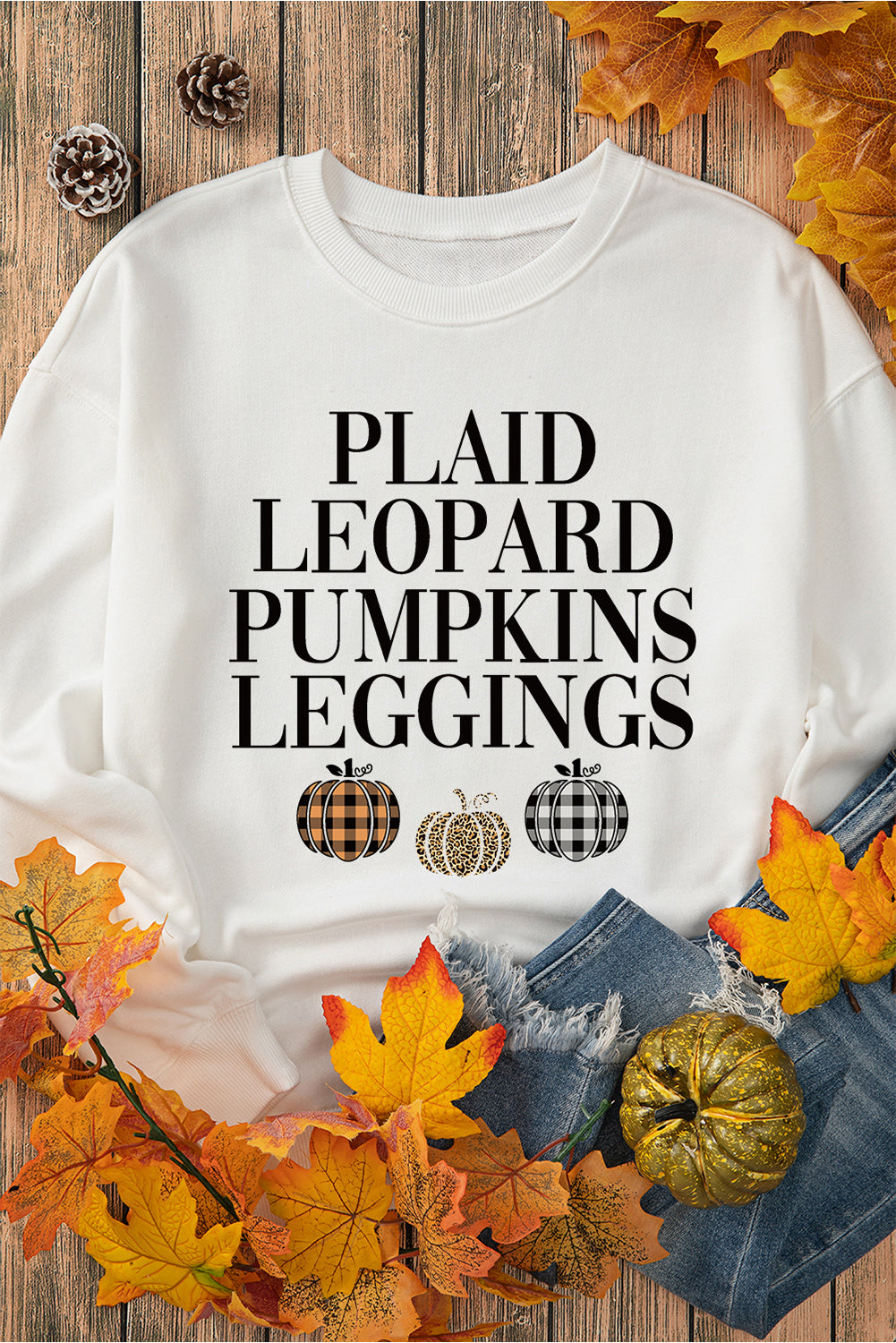 Beige Thanksgiving Pumpkin Slogan Print Crewneck Sweatshirt