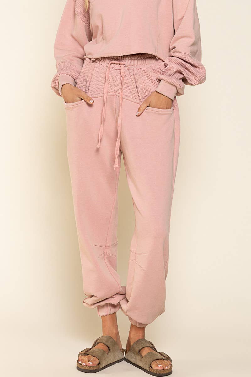 Solid drawstring front pockets jogger pants