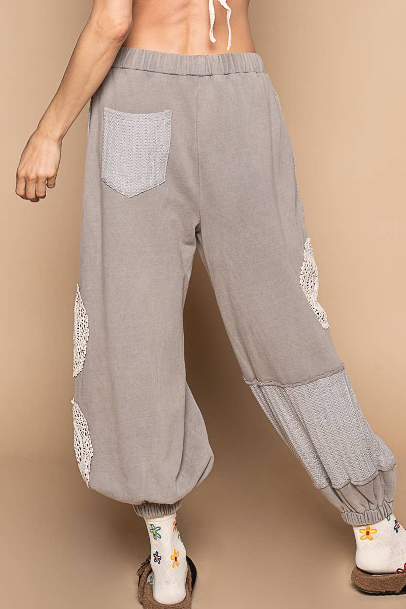 Tomato Soup  Cut and Sew mix trim detail pants