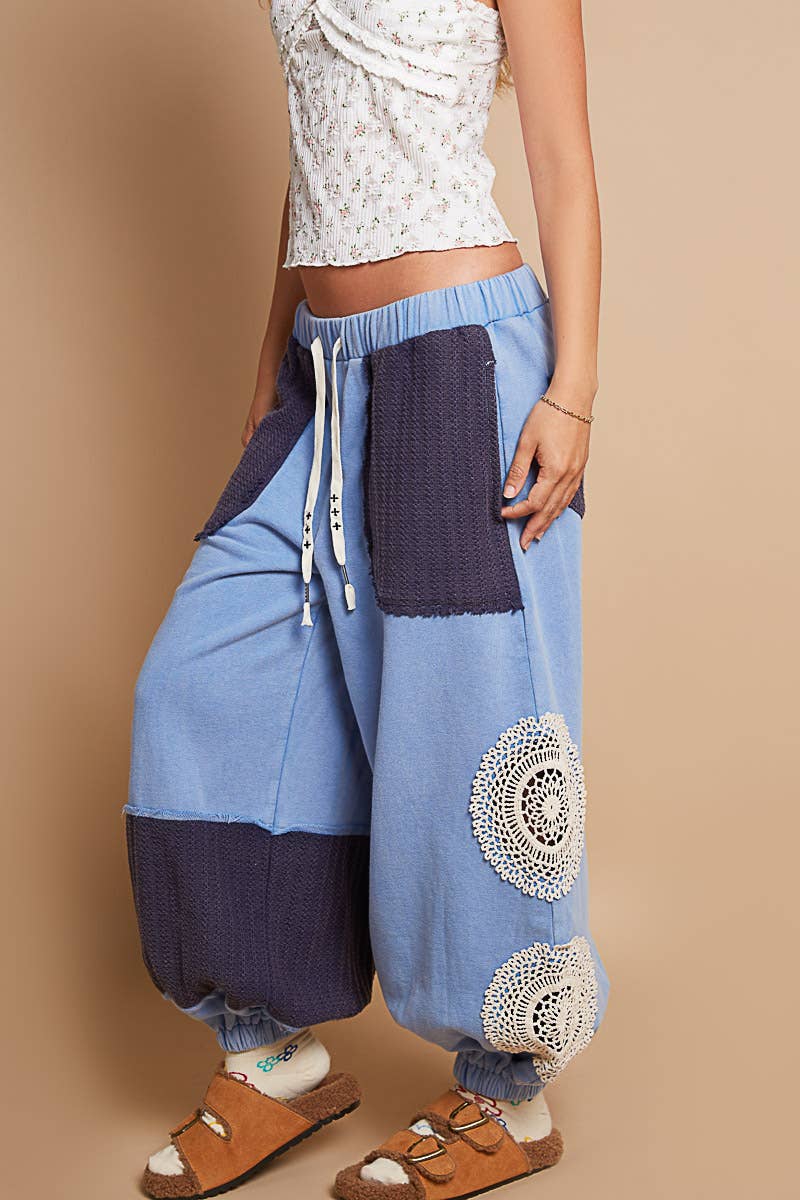 Tomato Soup  Cut and Sew mix trim detail pants