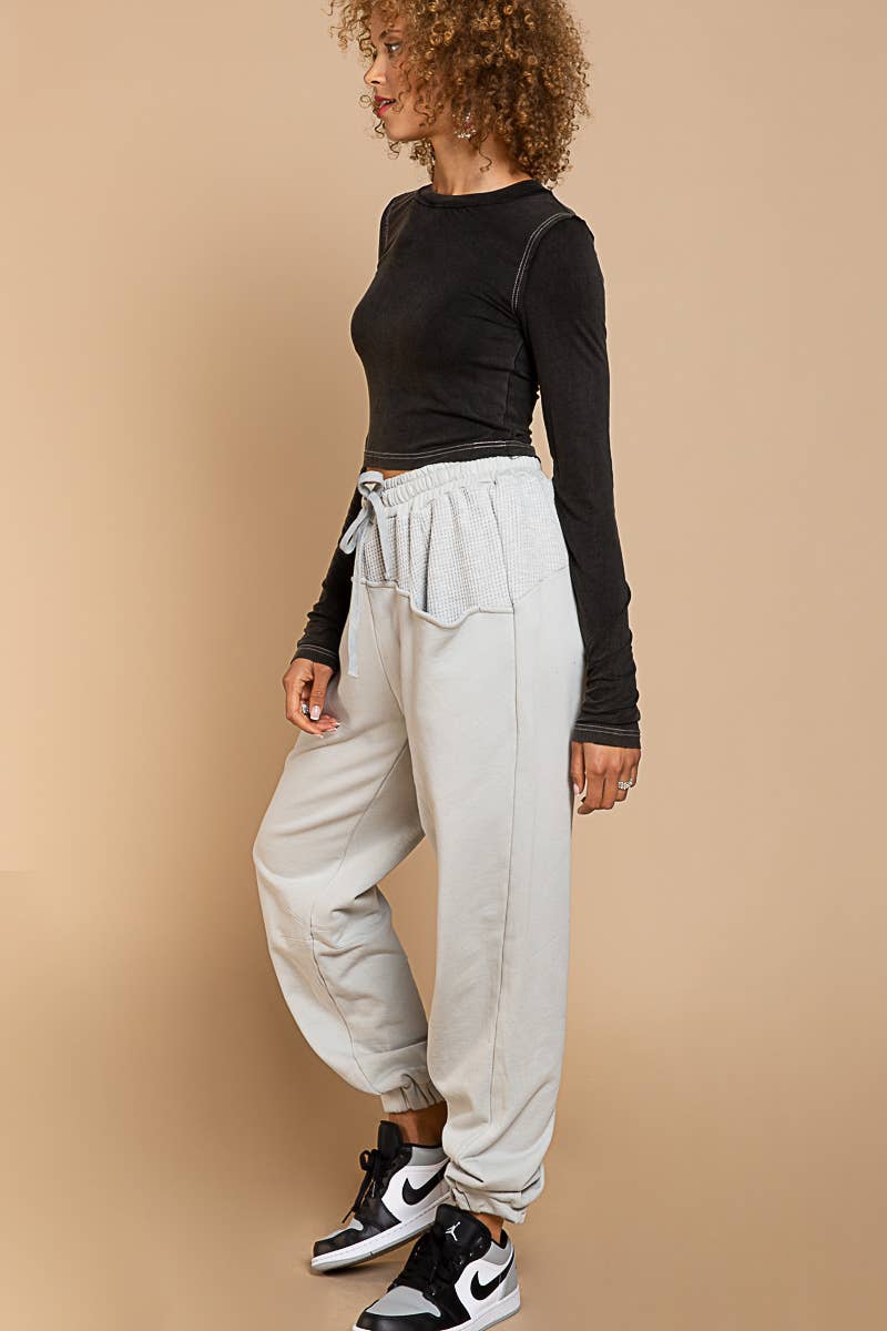 Solid drawstring front pockets jogger pants