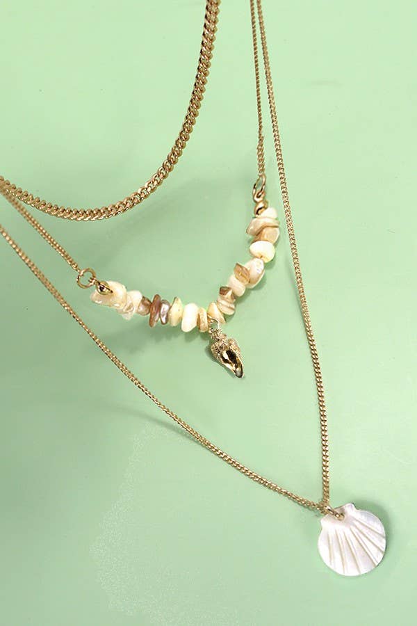 MULTI LAYER OCEAN SEASHELL CONCH NECKLACE