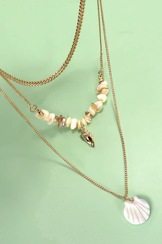 MULTI LAYER OCEAN SEASHELL CONCH NECKLACE