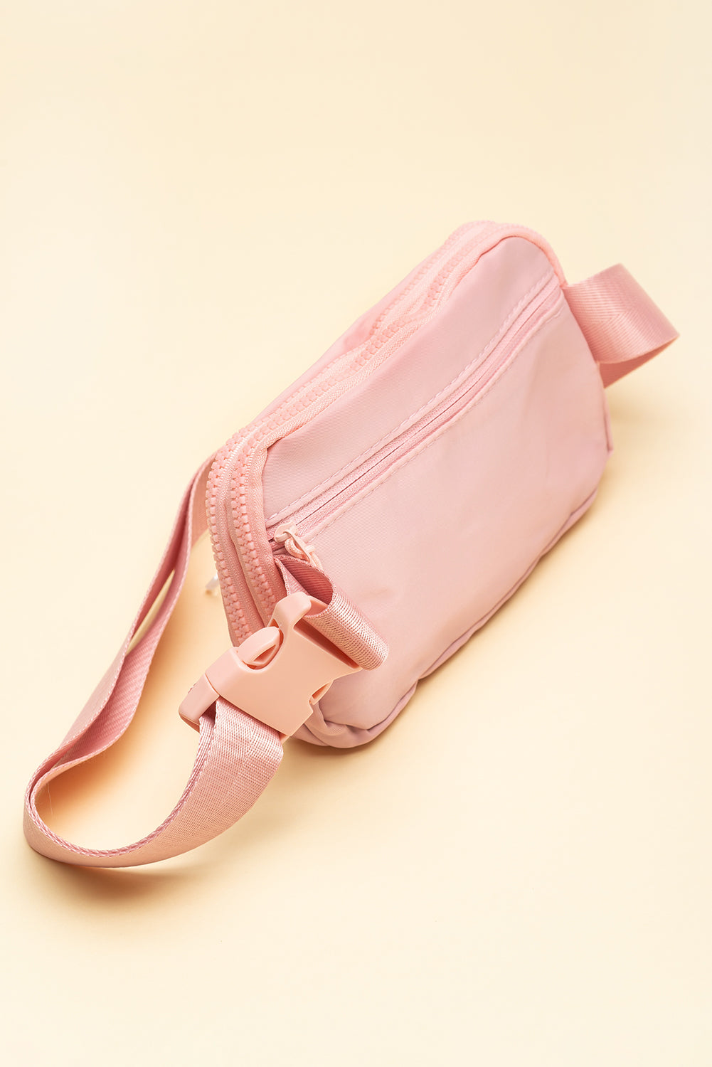 Light Pink Wide Belt Zipped Square Crossbody Bag