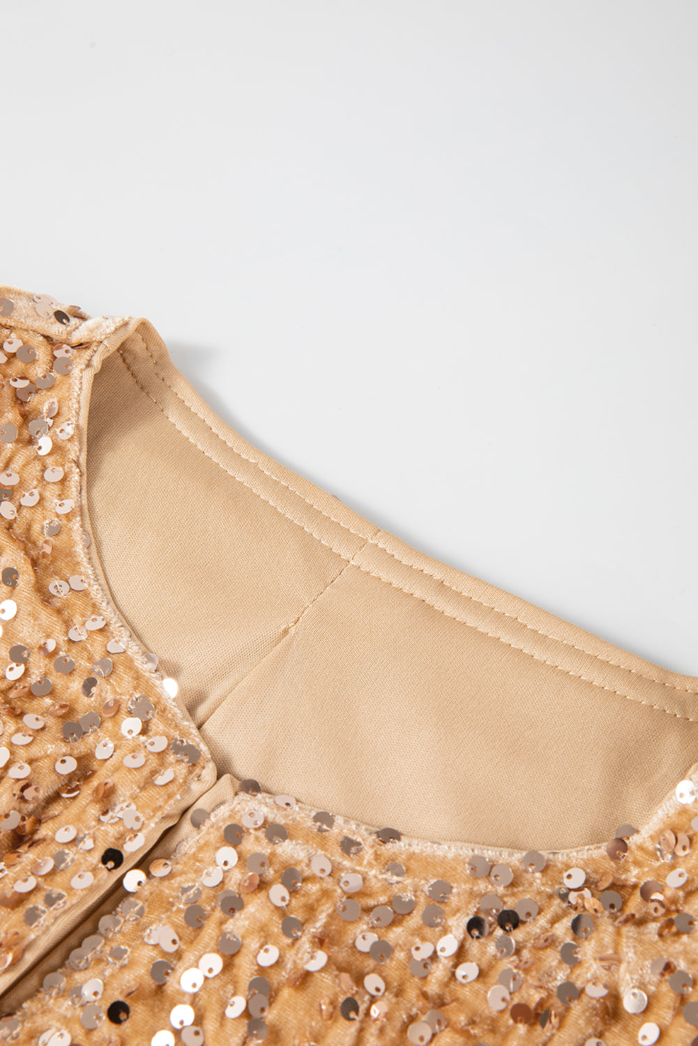 Golden Fleece Sequin Open Front Collarless Jacket