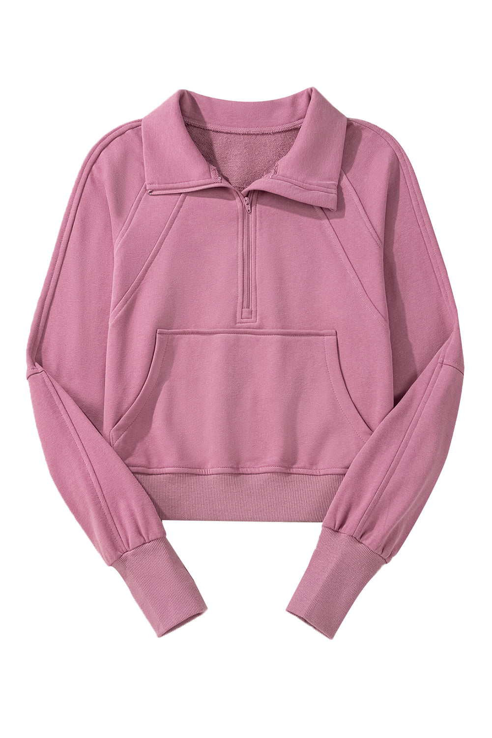 Valerian Quarter Zip Stand Neck Kangaroo Pocket Sweatshirt