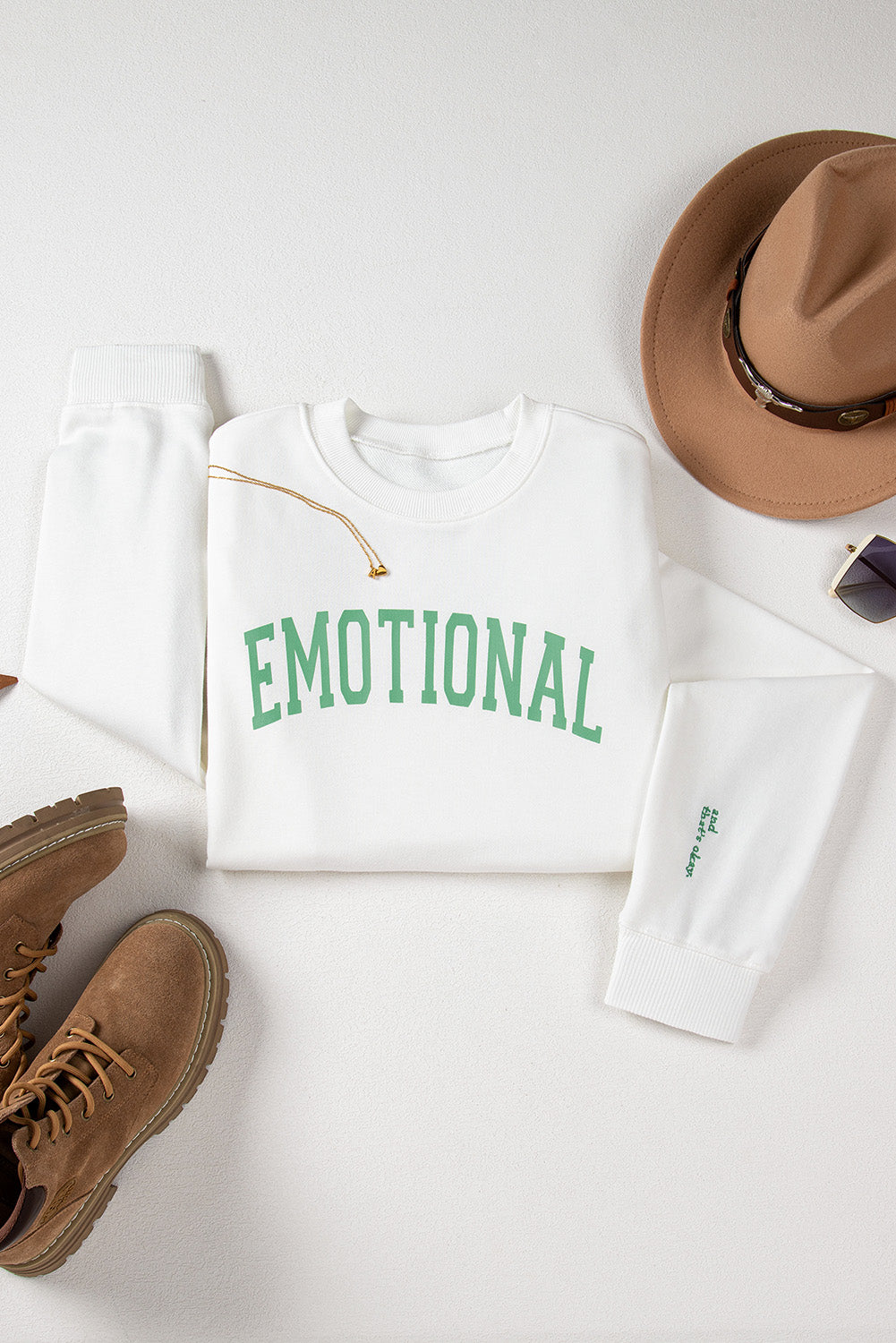 EMOTIONAL (And That's Okay) Beige Graphic Sweatshirt